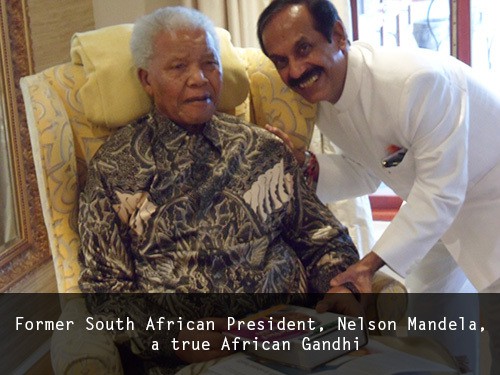 Dr. Panakj Naram with Former South African President, Nelson Mandela, a true African Gandhi