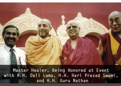 Master Healer Pankaj Naram, Being Honored at Event with H.H. Dali Lama, H.H. Hari Prasad Swami, and H.H. Guru Nathan