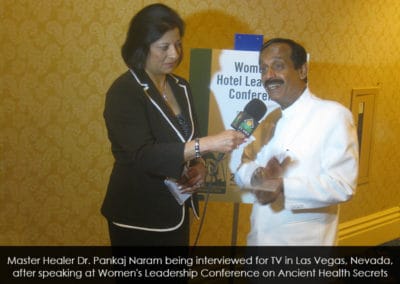 Master Healer  being interviewed for TV in Las Vegas, Nevada, after speaking at a Women's Leadership Conference on Ancient Health Secrets