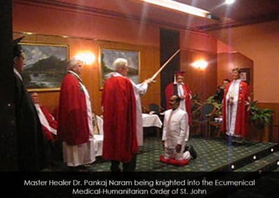 Master Healer Naram being knighted into the Ecumenical Medical Humanitarian Order of St John