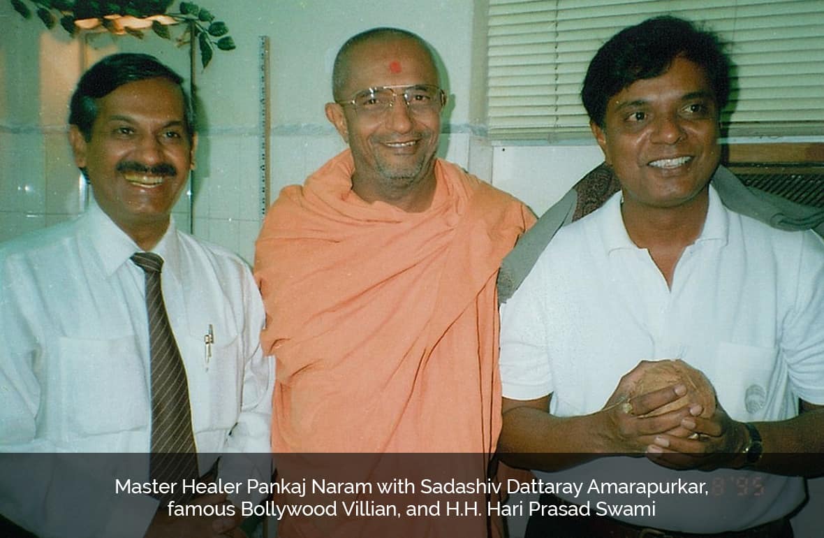 Dr. Pankaj Naram with Sadashiv Dattaray Amarapurkar, famous Bollywood Villian, and H.H. Hari Prasad Swami