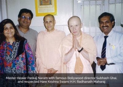 Dr. Pankaj Naram with famous Bollywood director Subhash Ghai, and respected Hare Krishna ISKCON Swami H.H. Radhanath Maharaj